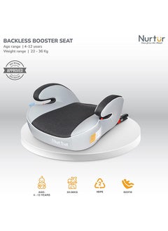 Nurtur Enzo Kids Booster Seat – Arm Rest - Isofix Fitting – Universally Fit – Wide Cushioned Base Suitable From 4 Years To 12 (Group 2/3), Light And Dark Grey  - Image 2