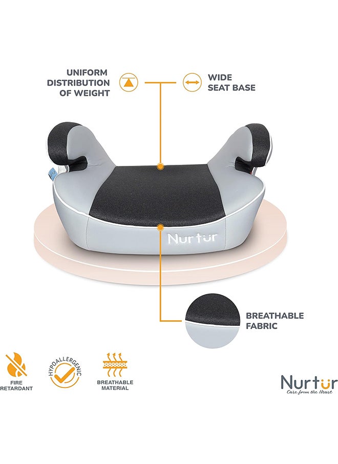 Nurtur - Enzo Kids Booster Seat – Arm Rest - Isofix Fitting – Universally Fit – Wide Cushioned Base Suitable From 4 Years To 12 (Group 2/3), Light And Dark Grey - Image 1