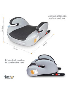 Nurtur Enzo Kids Booster Seat – Arm Rest - Isofix Fitting – Universally Fit – Wide Cushioned Base Suitable From 4 Years To 12 (Group 2/3), Light And Dark Grey  - Image 4