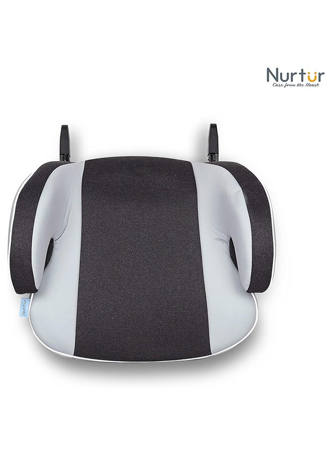 Nurtur - Enzo Kids Booster Seat – Arm Rest - Isofix Fitting – Universally Fit – Wide Cushioned Base Suitable From 4 Years To 12 (Group 2/3), Light And Dark Grey - Image 1