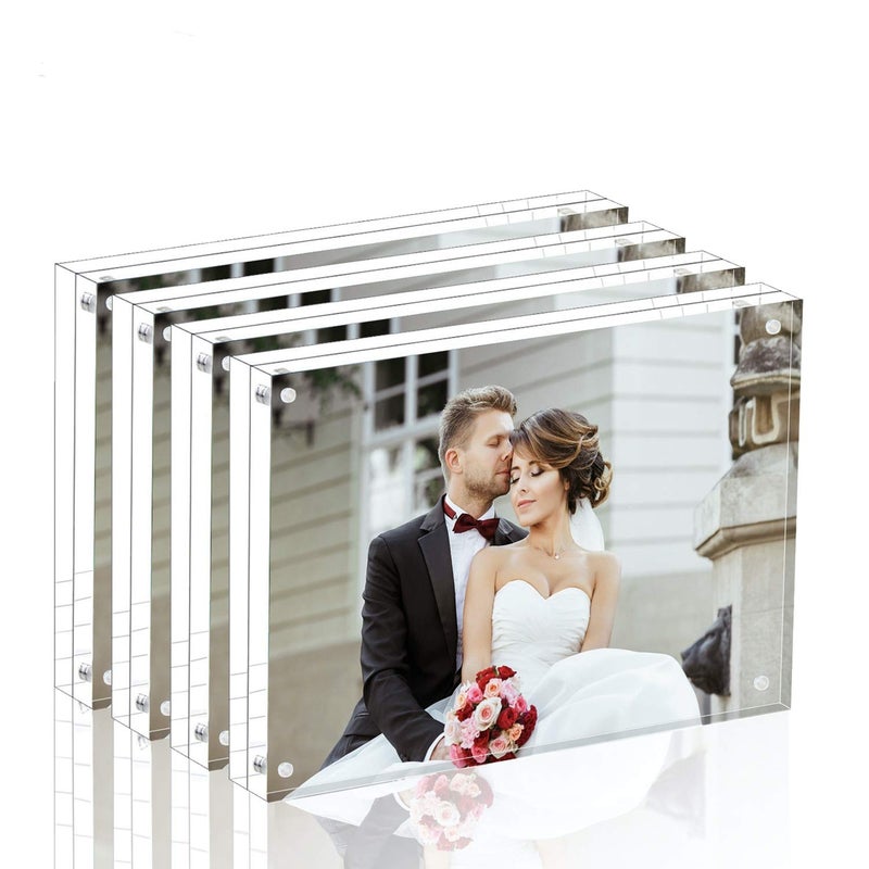 Magicool Magicool Premium Acrylic Photo Frame- Magnet Photo Frame -Double Sied Thick Desktop Frames (4x6 4 pack) - Image 1