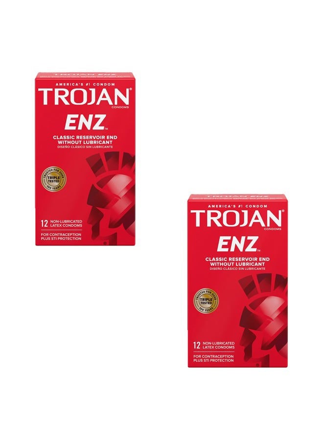 Trojan Enz Non-lubricated Condoms, 12 Count (Pack of 2) - Image 1