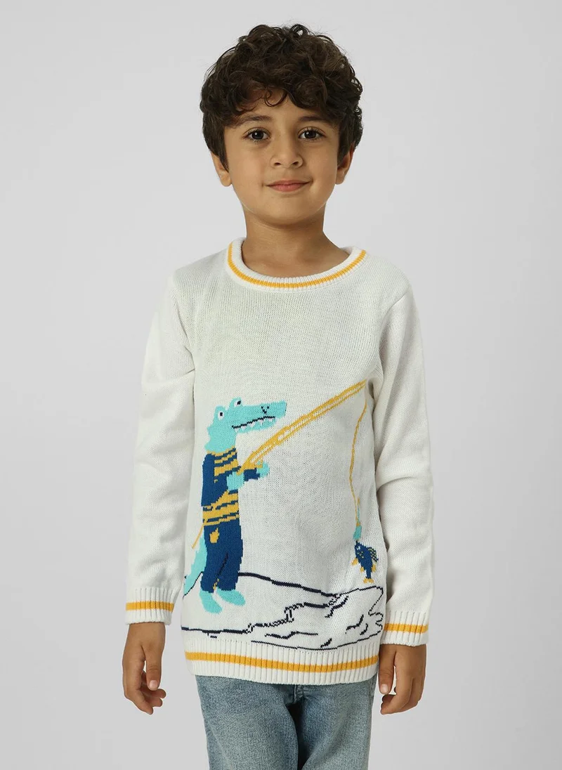 Nautinati Boys Animal-Themed Jacquard Sweatshirt