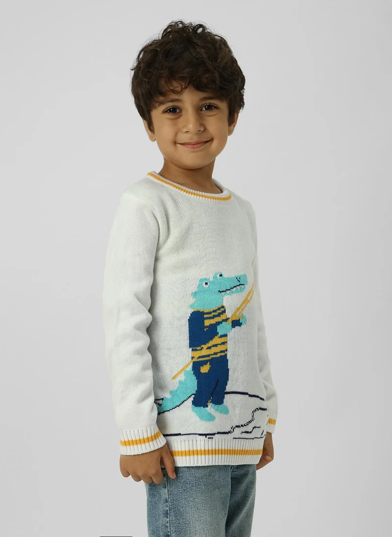 Nautinati Boys Animal-Themed Jacquard Sweatshirt
