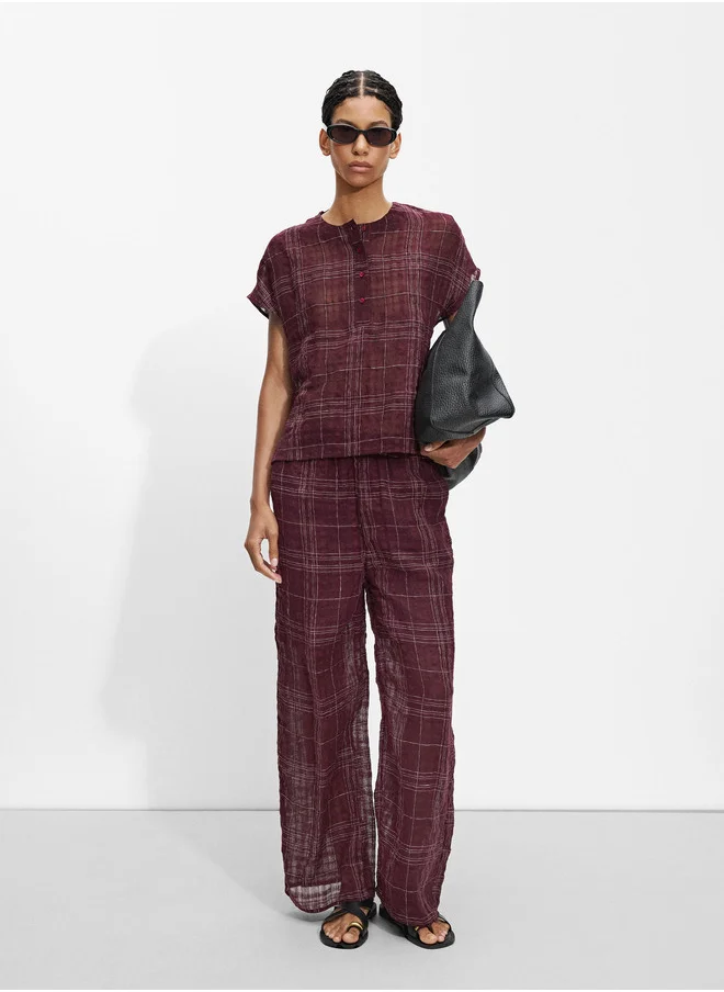 PARFOIS Checked Trousers With Linen