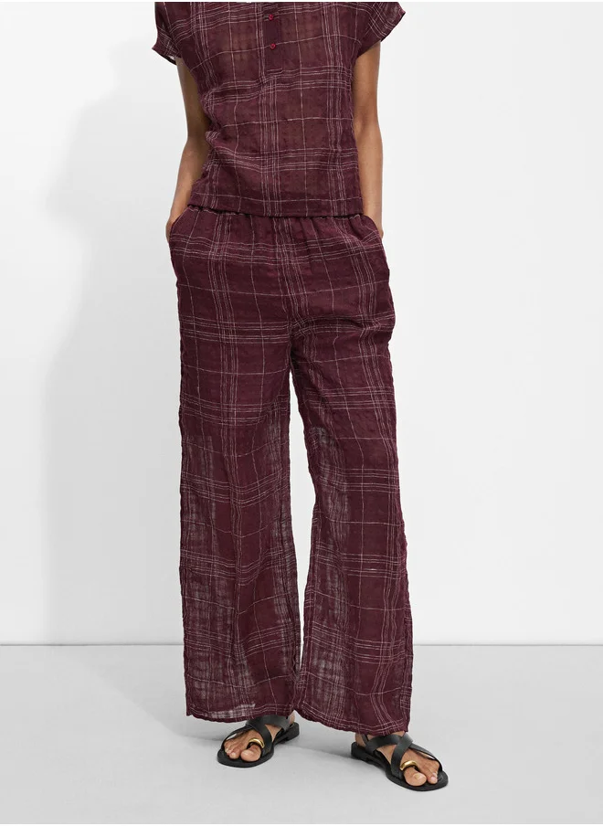 PARFOIS Checked Trousers With Linen