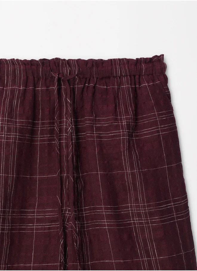 PARFOIS Checked Trousers With Linen