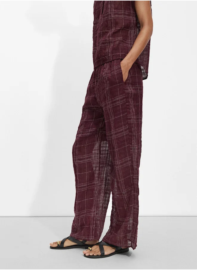 PARFOIS Checked Trousers With Linen