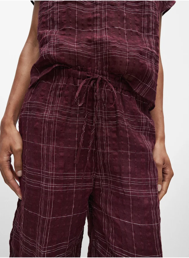 PARFOIS Checked Trousers With Linen