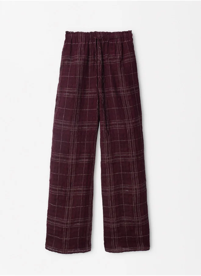 PARFOIS Checked Trousers With Linen