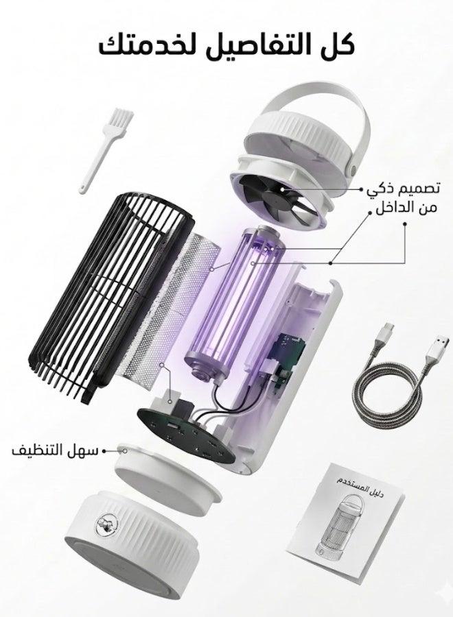 مصباح صاعق البعوض بالأشعة فوق البنفسجية بتصميم عصري أنيق، مزود ببطارية ليثيوم قابلة لإعادة الشحن بقوة 3000 فولت، للاستخدام في الفناء والحديقة الداخلية. - Image 2