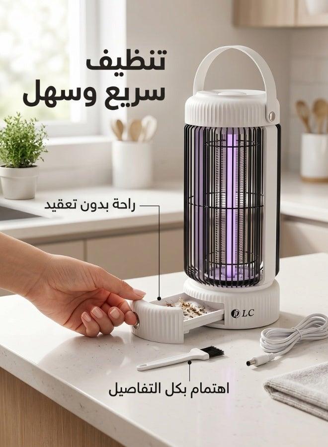 مصباح صاعق البعوض بالأشعة فوق البنفسجية بتصميم عصري أنيق، مزود ببطارية ليثيوم قابلة لإعادة الشحن بقوة 3000 فولت، للاستخدام في الفناء والحديقة الداخلية. - Image 3