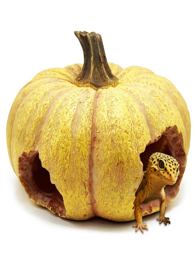 Kocris Casa Pumpkin Leopard Gecko Hide Reptile Bearded Dragon Tank Hideout Caves Accessories Halloween Turtle Lizard Snake Décor Amphibian Habitat Tortoise Terrarium Decoration - Image 1