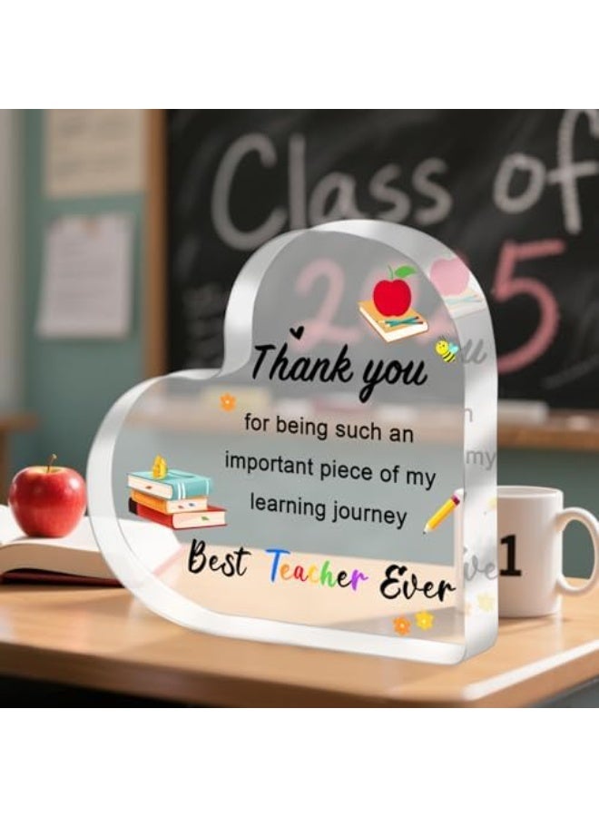 KOWVOWZ Teacher Gifts for Women Men, Acrylic Heart Table Decoration Sign, Teacher Appreciation Gifts, End of Year Thank You Gift from Students for Teachers - Image 3
