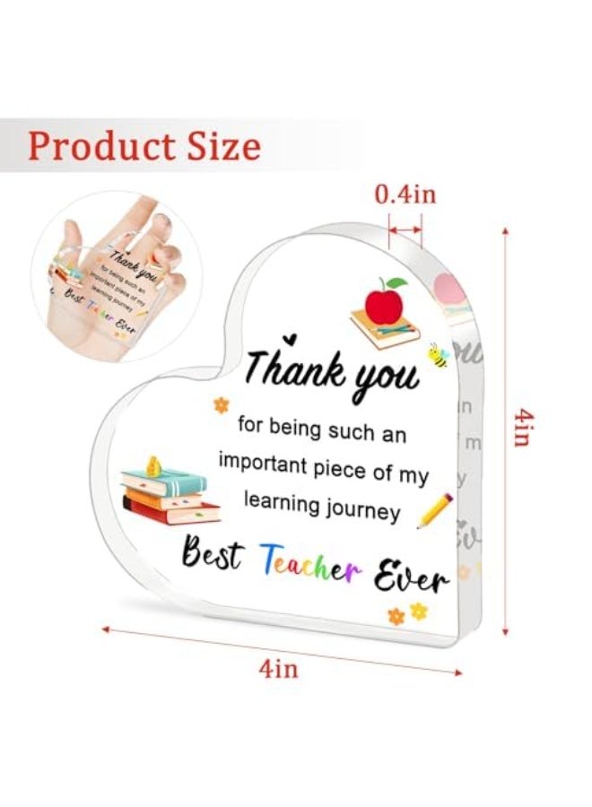 KOWVOWZ Teacher Gifts for Women Men, Acrylic Heart Table Decoration Sign, Teacher Appreciation Gifts, End of Year Thank You Gift from Students for Teachers - Image 2