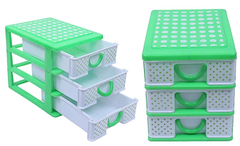 Kuber Industries Kuber Industries Plastic 2 Pieces Three Layer Drawer Storage Cabinet Box GreenCTKTC13051  - Image 1