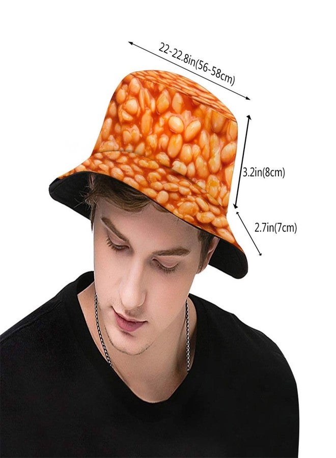 Krirteh Food Pattern Baked Beans Hat for Women Men,Funny Bucket Hats Outdoor Summer Fisherman Cap Travel Beach Hat Packable Sun Hat for Adults Teens - Image 3