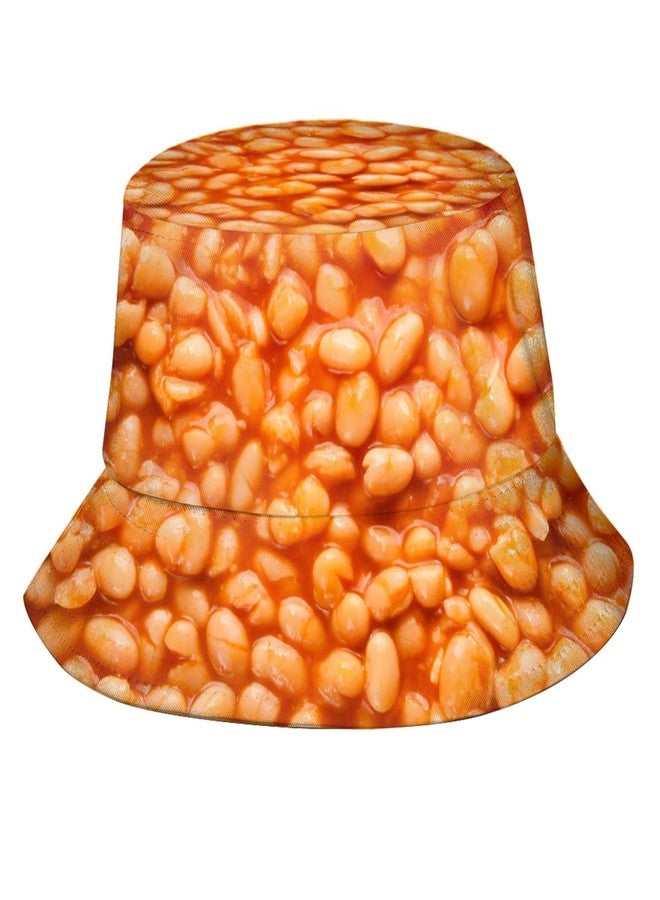 Krirteh Food Pattern Baked Beans Hat for Women Men,Funny Bucket Hats Outdoor Summer Fisherman Cap Travel Beach Hat Packable Sun Hat for Adults Teens - Image 1