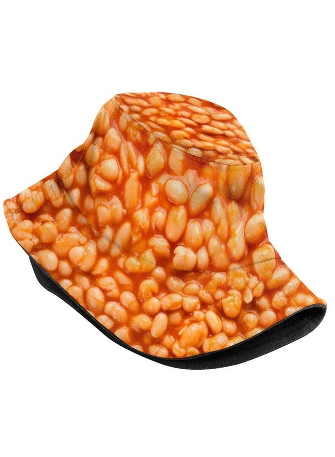 Krirteh Food Pattern Baked Beans Hat for Women Men,Funny Bucket Hats Outdoor Summer Fisherman Cap Travel Beach Hat Packable Sun Hat for Adults Teens - Image 2