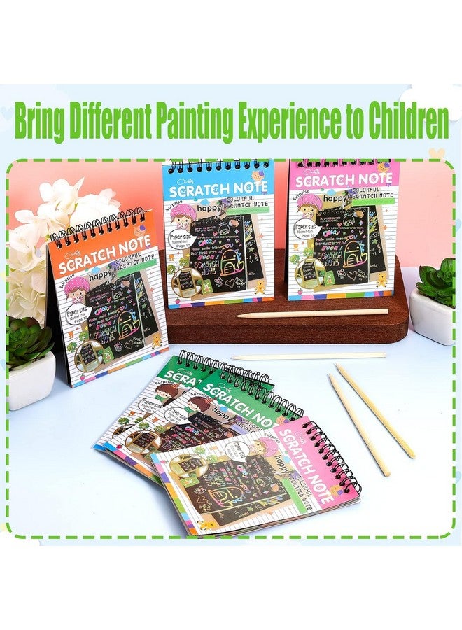 PLUSPOINT Scratch Note Books, 10 Pages Rainbow Scratch Art Book Magic Doodle Scratch Painting Sketch Art Drawing Notepads with Wooden Stylus for Kids Arts and Crafts Perfect Travel Activity (16) - Image 4