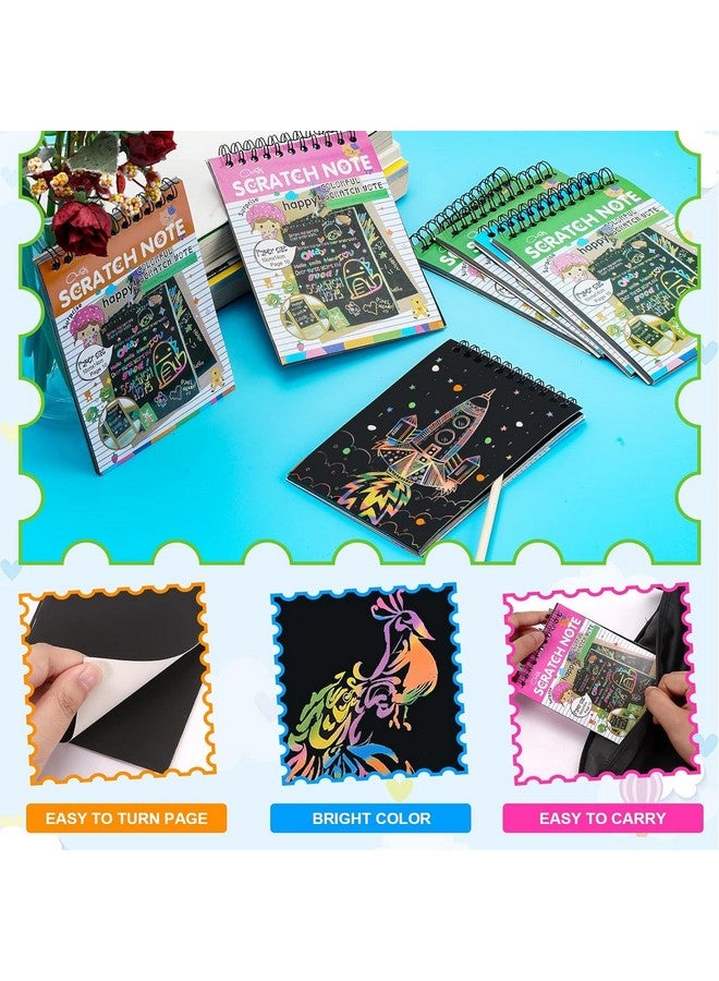 PLUSPOINT Scratch Note Books, 10 Pages Rainbow Scratch Art Book Magic Doodle Scratch Painting Sketch Art Drawing Notepads with Wooden Stylus for Kids Arts and Crafts Perfect Travel Activity (16) - Image 3