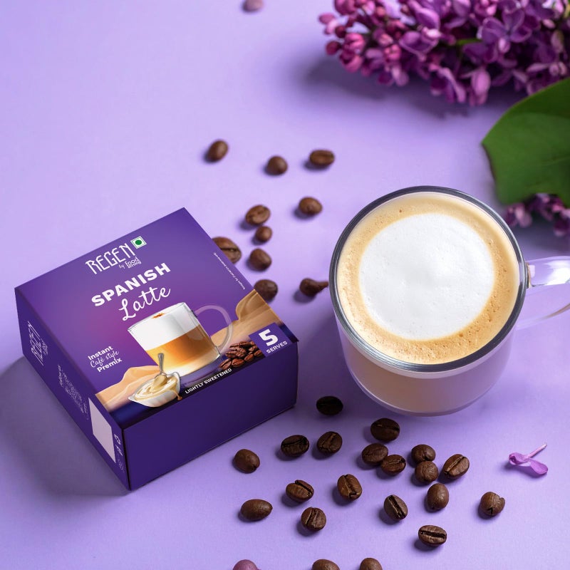 Regen خليط لاتيه إسباني من ريجين | قهوة سريعة التحضير على طراز المقاهي | بدون مواد حافظة | جاهز في 2 دقيقة | 5 حصص | 100 جرام - Image 5