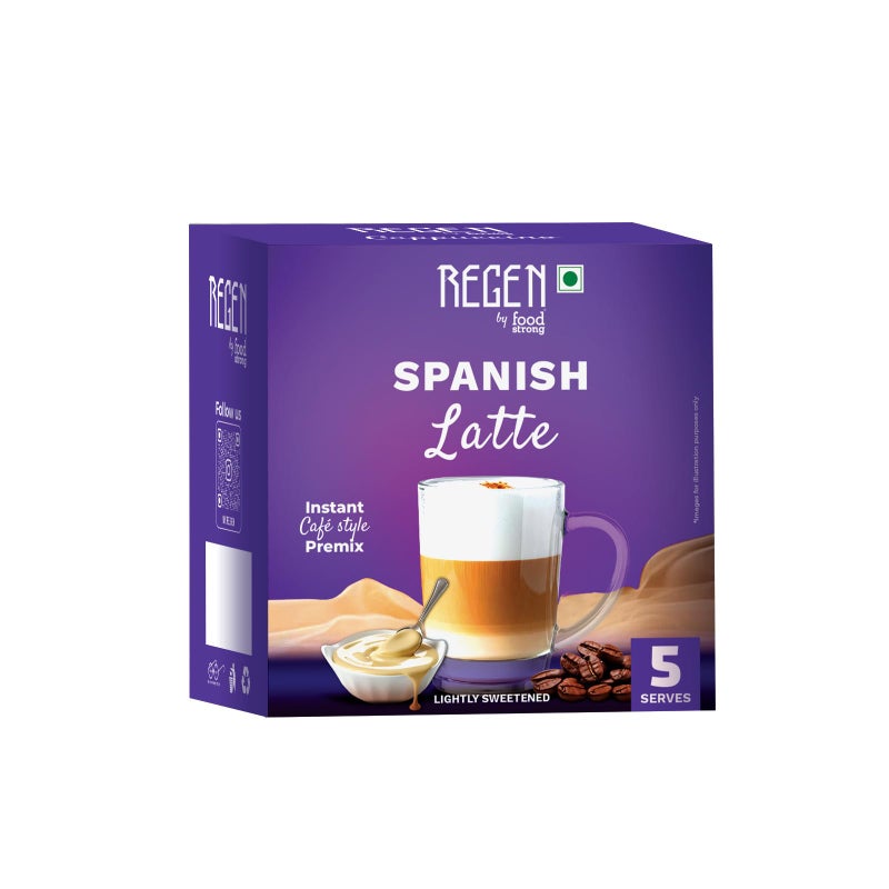 Regen خليط لاتيه إسباني من ريجين | قهوة سريعة التحضير على طراز المقاهي | بدون مواد حافظة | جاهز في 2 دقيقة | 5 حصص | 100 جرام - Image 1