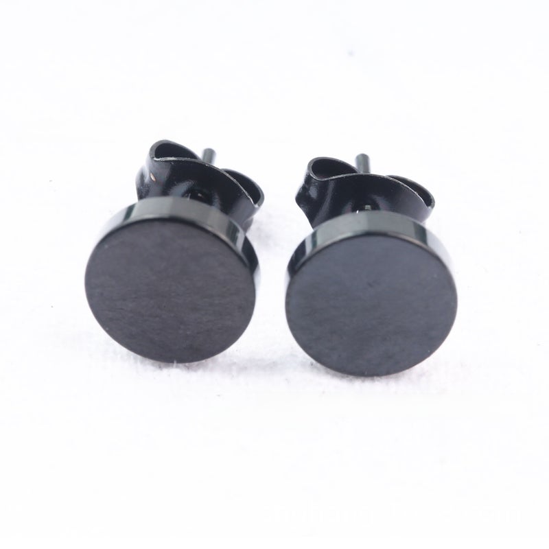 Fashion Titanium Barbell Earrings for Men and Women 8mm black one