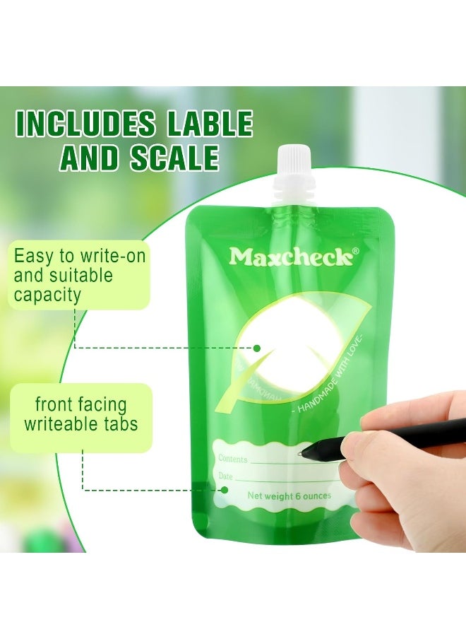Maxcheck Maxcheck 200 Pcs Baby Food Pouches Bulk Disposable Baby Food Storage Pouches 6 oz Squeeze Green Filler Storage Containers for Toddlers Applesauce Yogurt and Puree  - Image 4