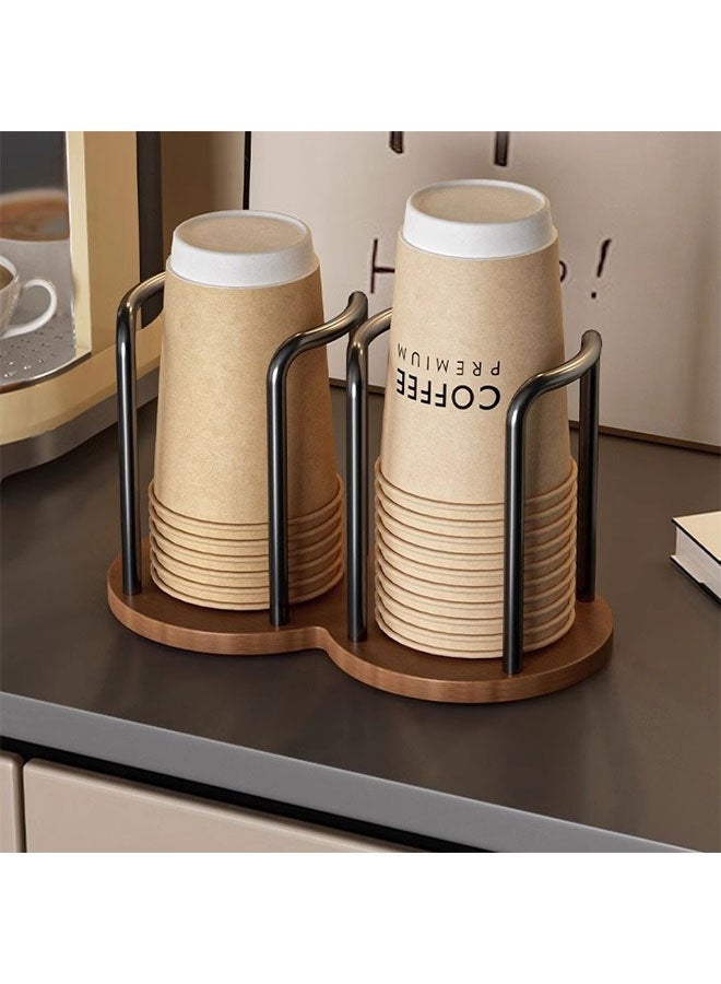 Double Paper Cup Dispenser, Disposable Paper Cup holder, Dual Compartment Paper Cup Holder, Countertop Coffee Tea Cup Organizer, Stackable Desktop Cup Holder Stand, Disposable Cup Storage Rack, Mouthwash Rinsing Cup Holder, Draining Tray, Kitchen accessories, Durable, Space-Saving Design for Home, Office and Coffee Stations - Image 2