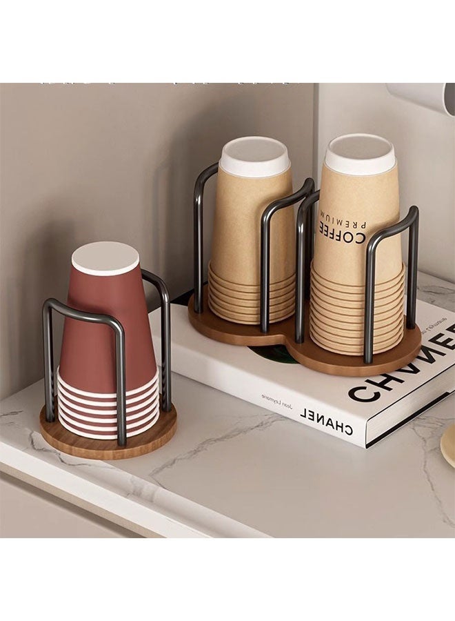 Double Paper Cup Dispenser, Disposable Paper Cup holder, Dual Compartment Paper Cup Holder, Countertop Coffee Tea Cup Organizer, Stackable Desktop Cup Holder Stand, Disposable Cup Storage Rack, Mouthwash Rinsing Cup Holder, Draining Tray, Kitchen accessories, Durable, Space-Saving Design for Home, Office and Coffee Stations - Image 3