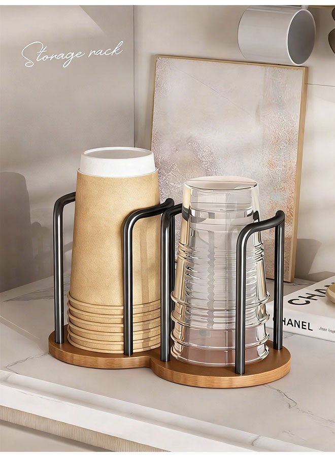 Double Paper Cup Dispenser, Disposable Paper Cup holder, Dual Compartment Paper Cup Holder, Countertop Coffee Tea Cup Organizer, Stackable Desktop Cup Holder Stand, Disposable Cup Storage Rack, Mouthwash Rinsing Cup Holder, Draining Tray, Kitchen accessories, Durable, Space-Saving Design for Home, Office and Coffee Stations - Image 1