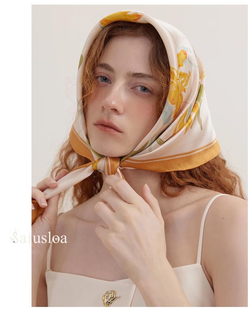 Saiusloa Neck Scarf For Womens Silky Head Scarves Hair Bandanas Square Scarf Fashion Accessories lightweight 27.5 * 27.5inch-3 - Image 4