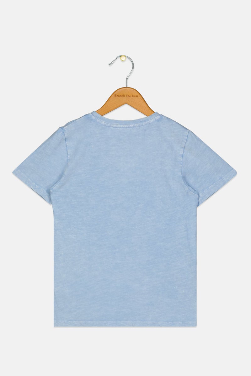 Scene & Heard Kids Boy Crew Neck Short Sleeve Plain T Shirt, Light Blue - Image 2