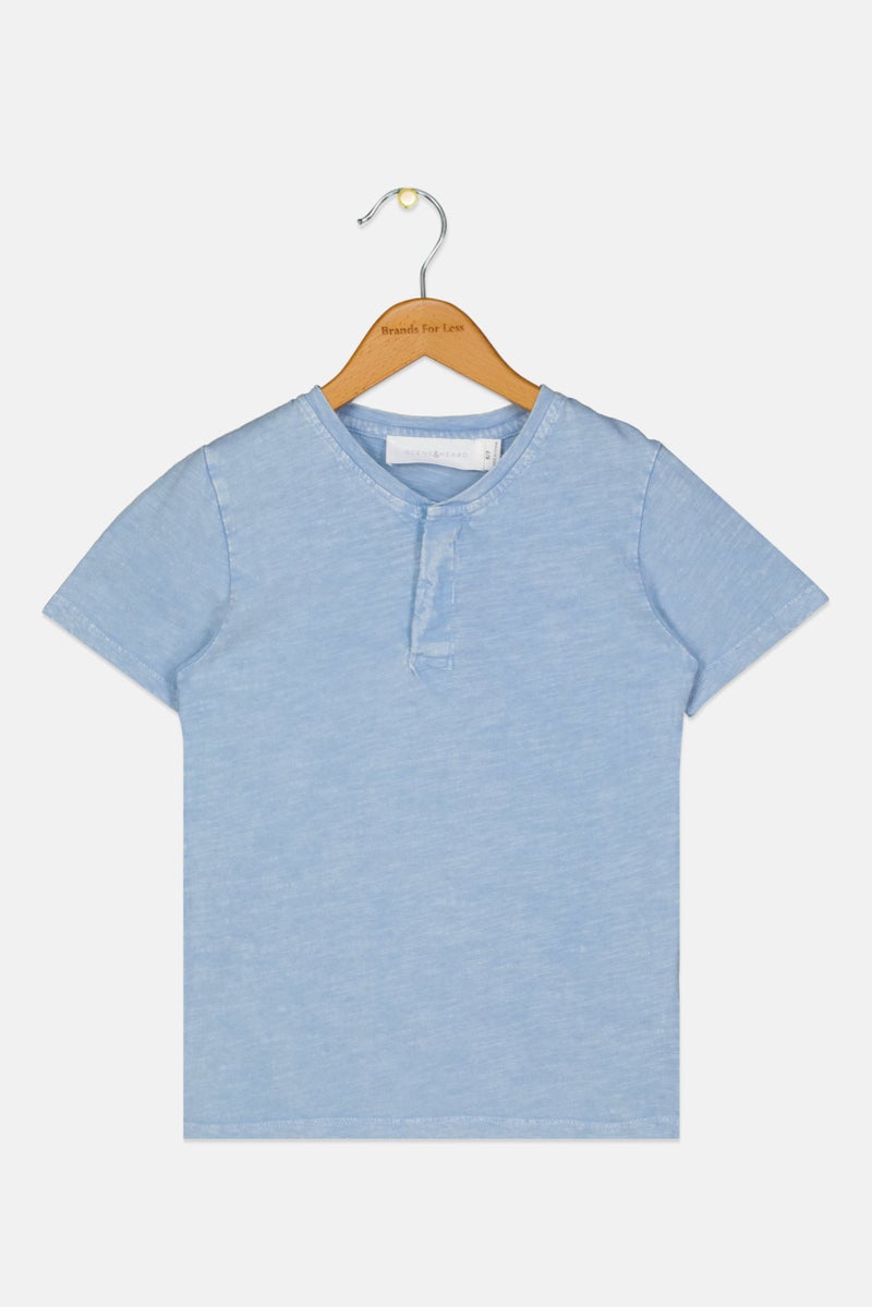 Scene & Heard Kids Boy Crew Neck Short Sleeve Plain T Shirt, Light Blue - Image 1