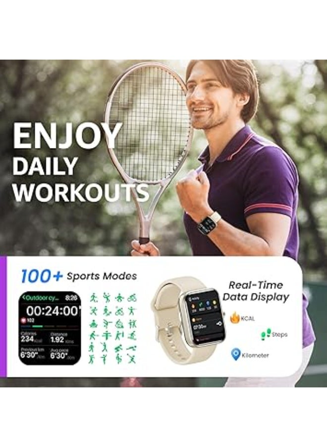 TOZO 2025 New Upgraded Smart Watch for Men Women for iPhone&Android, 1.83" Fitnes Tracker Bluetooth Call [Answer/Make], IP68 Waterproof with Heart Rate/SpO2/Sleep Monitor, 100+ Sport Modes Gold - Image 3