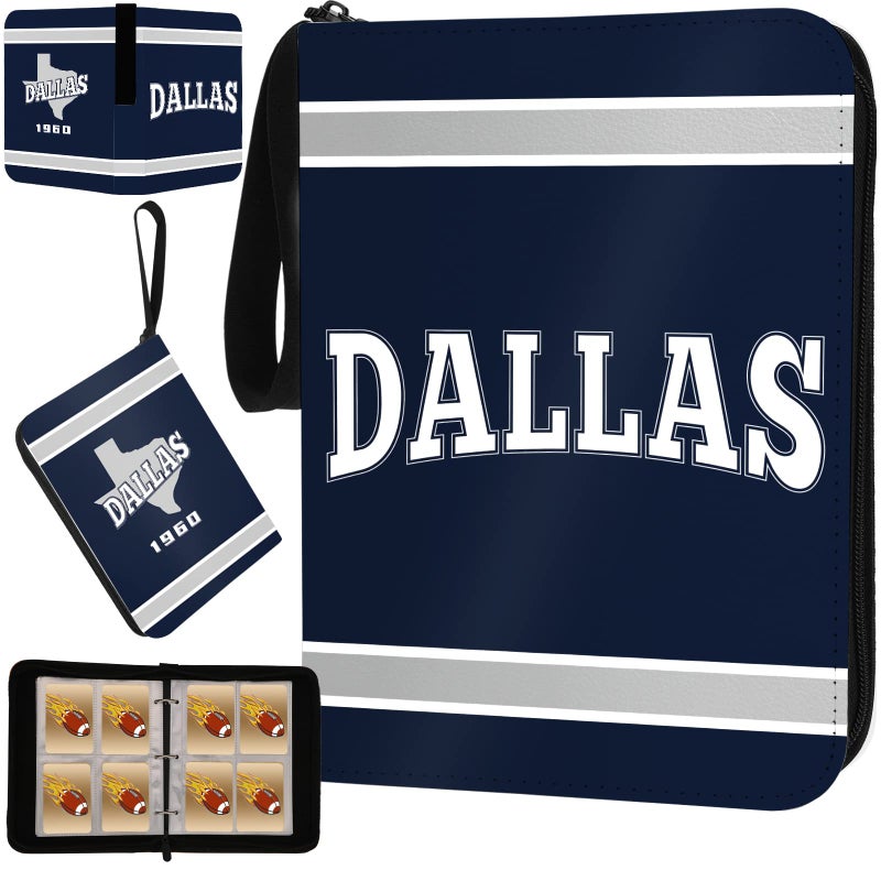 KivolFun Football Card Binder with Sleeves 400 Pocket Dallas Football Card Holder for Trading Cards Sports Card 3 Ring Binder Folder Football Collector Album Storage Book Case for Kids Boys Girls Gift Navy 
