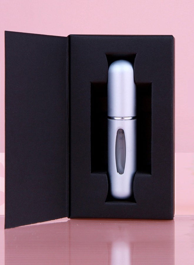 مجيد زجاجات رذاذ عطر قابلة لإعادة التعبئة مع صندوق، قطعة واحدة (فضية)، زجاجة رذاذ عطر صغيرة فارغة محمولة، حاوية عطر للخروج ليلاً والاستخدام اليومي  - Image 1