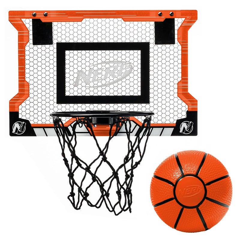 NERF Pro Hoop Kids Basketball Hoop Set Mini Set with Mini NERF Basketball Steel Rim Great for Dunking Over The Door - Image 2