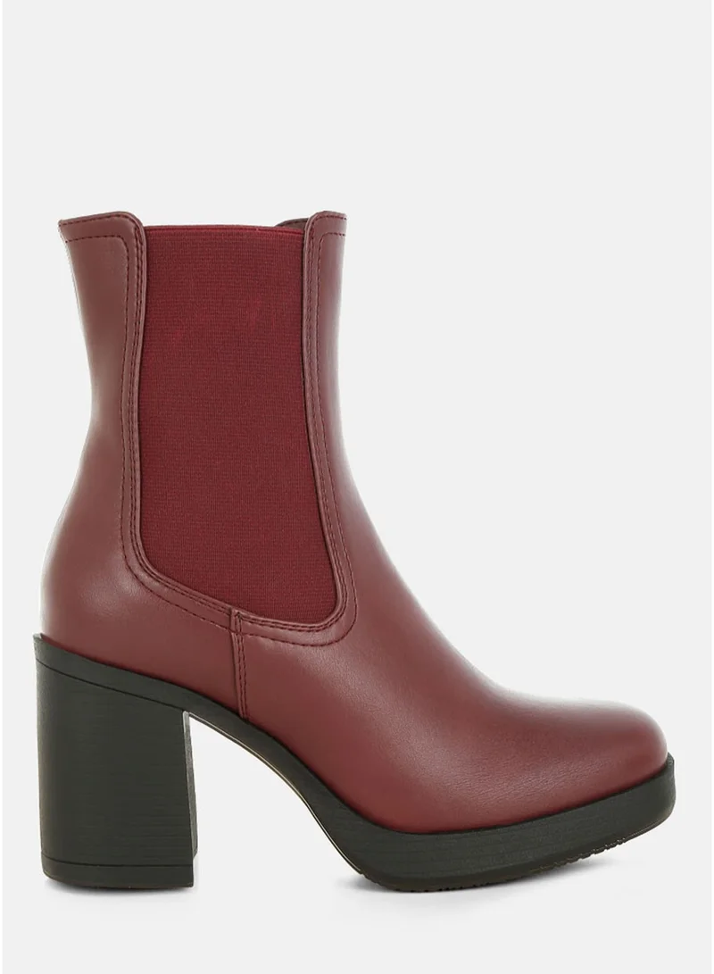 London Rag Women's Faux Leather Chelsea Boots In Burgundy