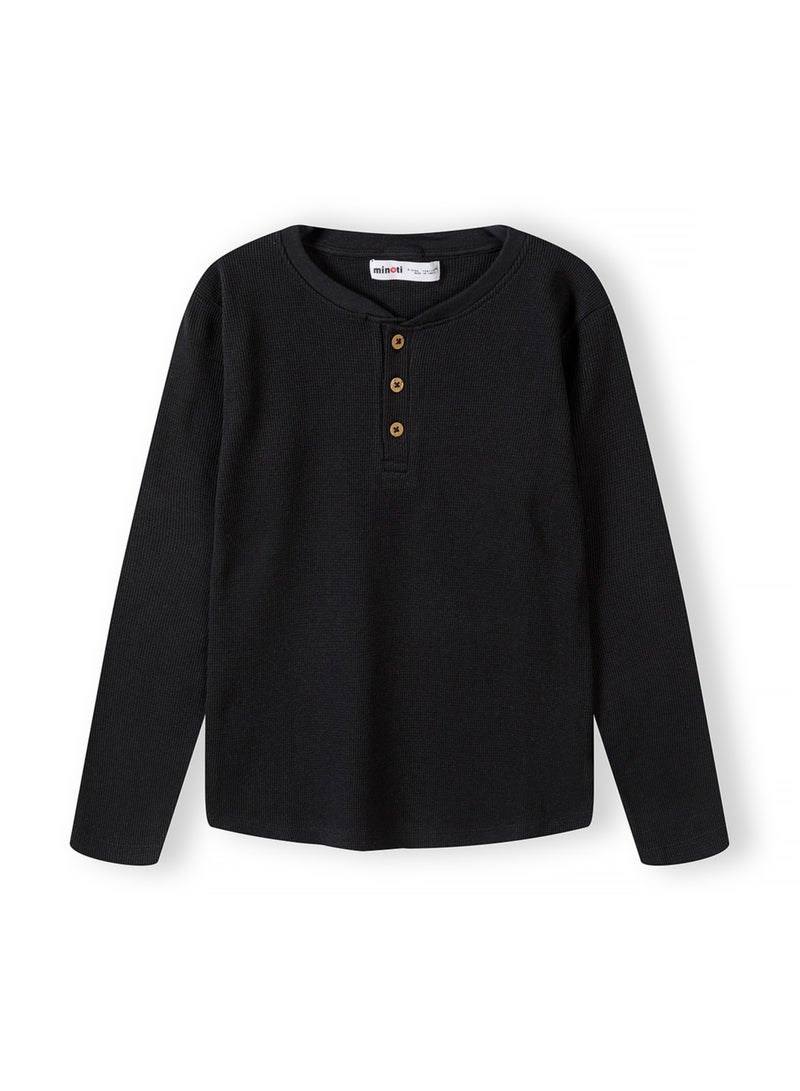 MINOTI Kids Long Sleeve Henley Top with Buttons - Image 1