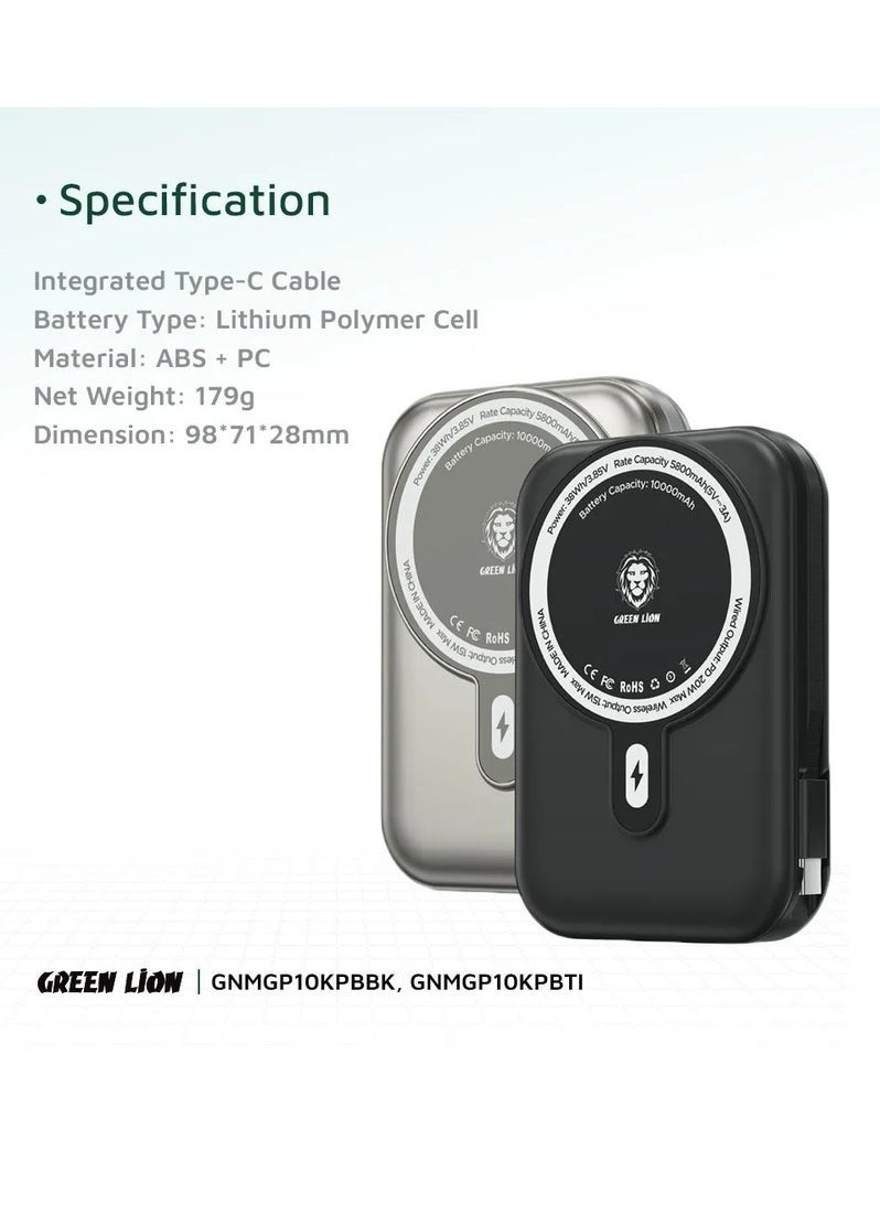 GreenLion Monaco Grip 10000 mAh Power Bank/15W MagSafe/LCD Power Indicator/Lithium Polymer Battery - Black  - Image 3