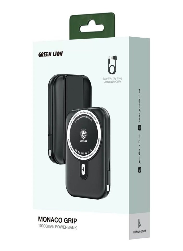 GreenLion Monaco Grip 10000 mAh Power Bank/15W MagSafe/LCD Power Indicator/Lithium Polymer Battery - Black  - Image 5
