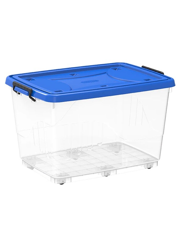 Cosmoplast Cosmoplast 82L Clear Plastic Storage Box with Wheels & Lockable Lid 