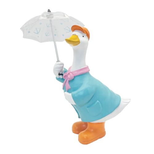 Etlemonde Goose Statue for Holding Umbrella Porch Goose Home Decor Cute Resin Decoration Room Garden Lawn Yard Hand Painted Sculpture Decorative Gift for Kids and WomenBlue - Image 1