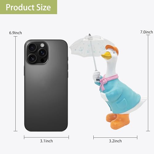 Etlemonde Goose Statue for Holding Umbrella Porch Goose Home Decor Cute Resin Decoration Room Garden Lawn Yard Hand Painted Sculpture Decorative Gift for Kids and WomenBlue - Image 3
