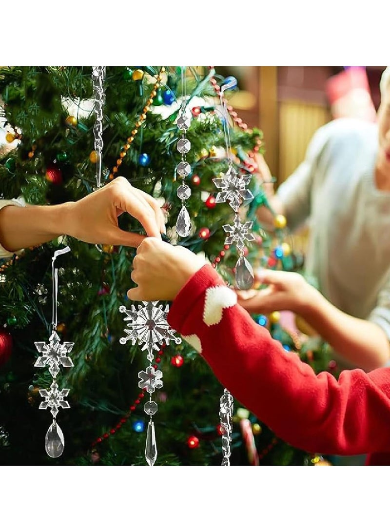 TAPIT 20PCS Christmas Tree Decoration Crystal Ornaments Christmas Hanging Acrylic Icicle Drop Snowflake Crystal Ornaments for Xmas Tree Winter New Year Party Supplies - Image 2