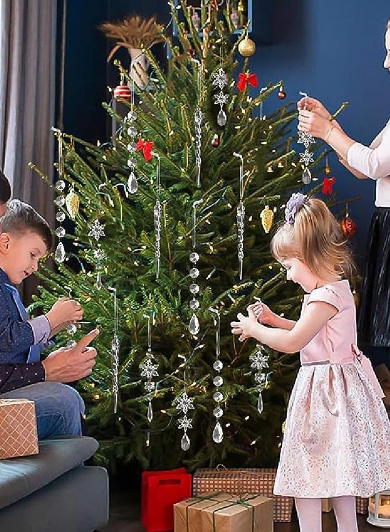 TAPIT 20PCS Christmas Tree Decoration Crystal Ornaments Christmas Hanging Acrylic Icicle Drop Snowflake Crystal Ornaments for Xmas Tree Winter New Year Party Supplies - Image 3