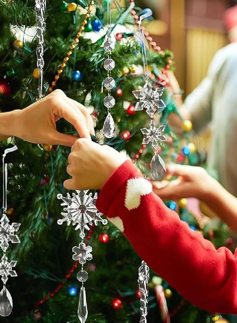 TAPIT 20PCS Christmas Tree Decoration Crystal Ornaments Christmas Hanging Acrylic Icicle Drop Snowflake Crystal Ornaments for Xmas Tree Winter New Year Party Supplies - Image 5