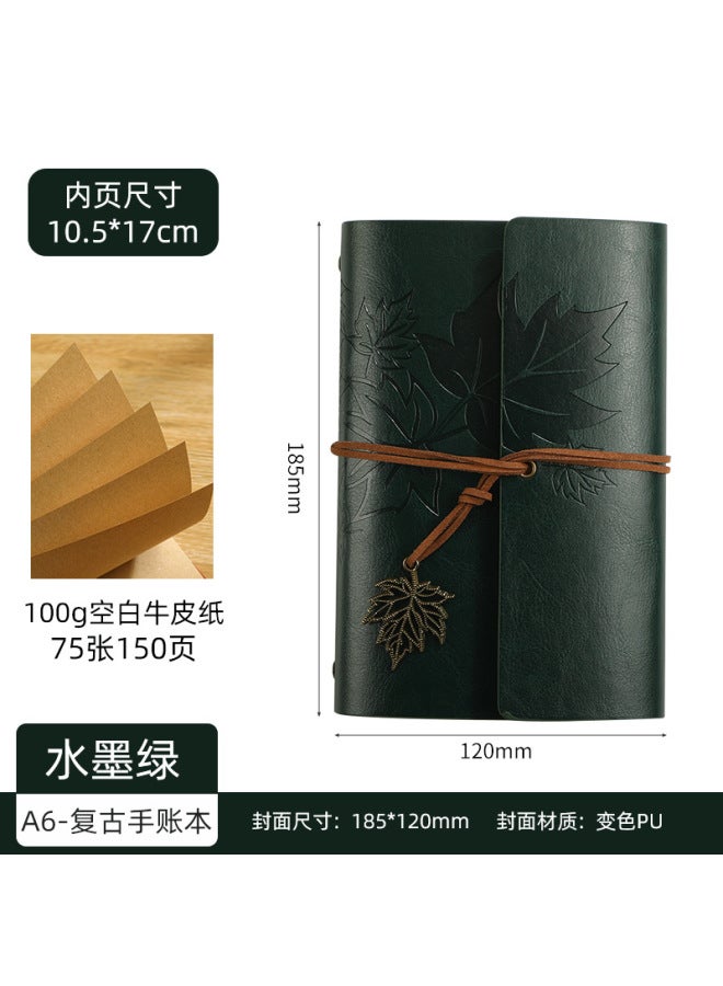 بوي دفتر سفر كلاسيكي من الجلد الناعم مع حافظة يدوية  
دفتر ملاحظات A6/A7 قابل للحمل مع أوراق قابلة للإزالة  
يوميات ورق القيقب - دفتر متنقل أنيق للسفر والكتابة - Image 1